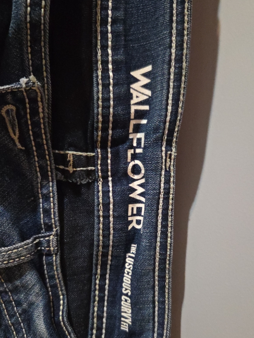 Wallflower Women’s Dark Indigo Boot Cut Jeans with Contrast Stitching